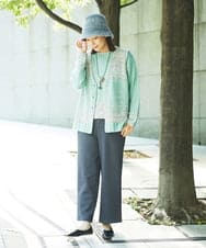 NGSCF50240 GIANNI LO GIUDICE(ジャンニ ロ ジュディチェ) [洗える]カスリパネルボーダーニットベスト グリーン