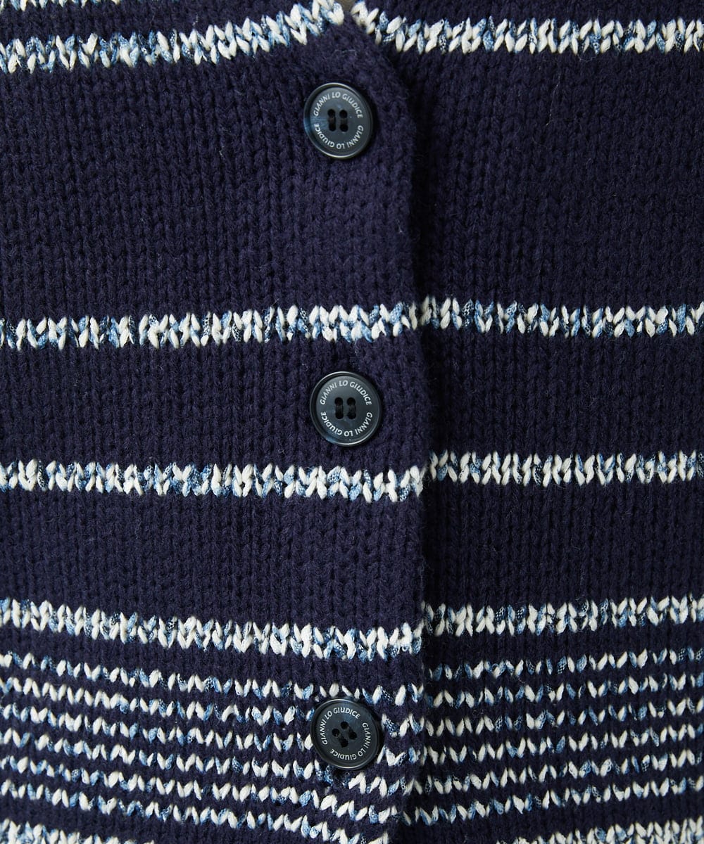 NGSCF50240 GIANNI LO GIUDICE(ジャンニ ロ ジュディチェ) [洗える]カスリパネルボーダーニットベスト ネイビー