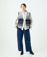 NGSCF50240 GIANNI LO GIUDICE(ジャンニ ロ ジュディチェ) [洗える]カスリパネルボーダーニットベスト ネイビー