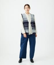 NGSCF50240 GIANNI LO GIUDICE(ジャンニ ロ ジュディチェ) [洗える]カスリパネルボーダーニットベスト ネイビー