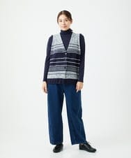 NGSCF50240 GIANNI LO GIUDICE(ジャンニ ロ ジュディチェ) [洗える]カスリパネルボーダーニットベスト ネイビー