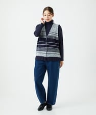 NGSCF50240 GIANNI LO GIUDICE(ジャンニ ロ ジュディチェ) [洗える]カスリパネルボーダーニットベスト ネイビー