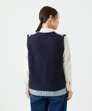 NGSCF50240 GIANNI LO GIUDICE(ジャンニ ロ ジュディチェ) [洗える]カスリパネルボーダーニットベスト ネイビー