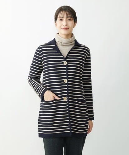 NGSCS10430 GIANNI LO GIUDICE ロールタックボーダーニットロングカーディガン