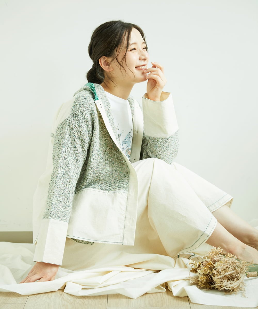 NGSEF12390 GIANNI LO GIUDICE(ジャンニ ロ ジュディチェ) 綿麻ニットジャケット グリーン