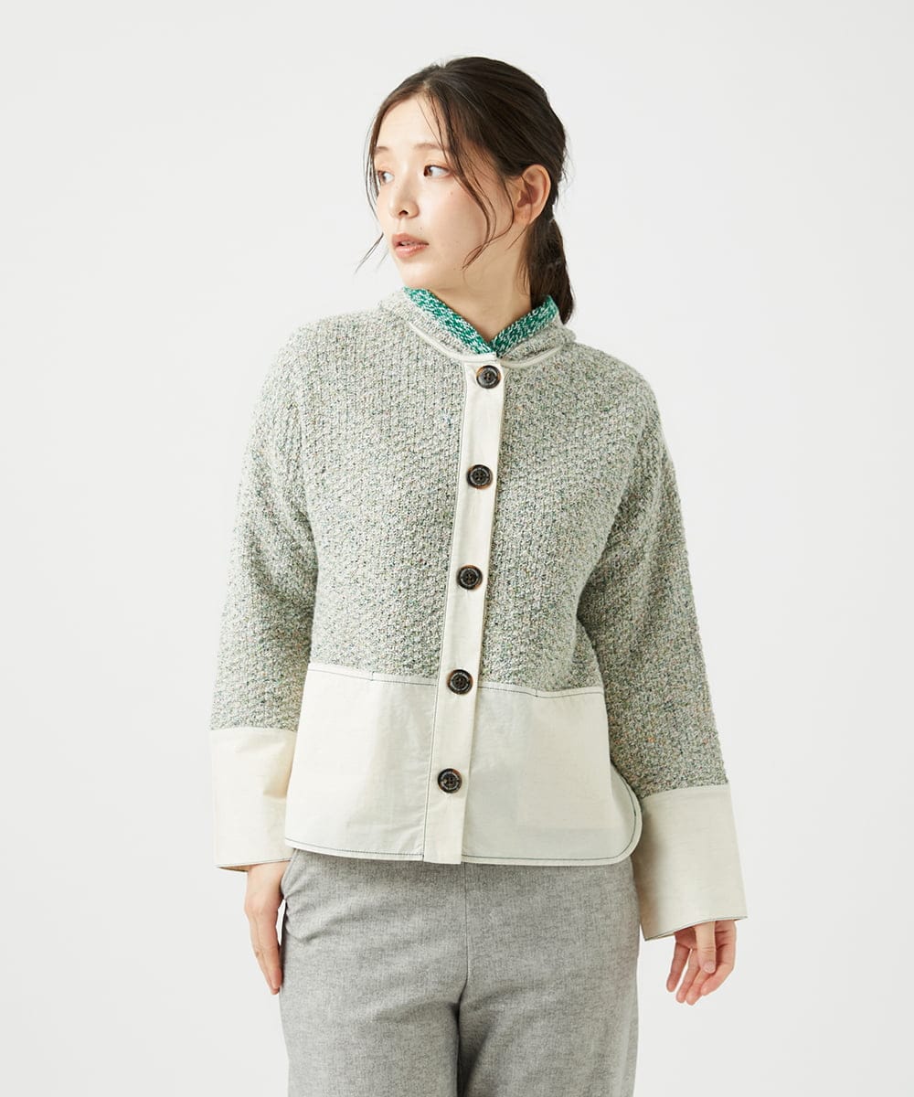 NGSEF12390 GIANNI LO GIUDICE(ジャンニ ロ ジュディチェ) 綿麻ニットジャケット グリーン