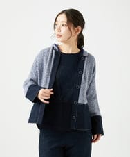 NGSEF12390 GIANNI LO GIUDICE(ジャンニ ロ ジュディチェ) 綿麻ニットジャケット ブルー