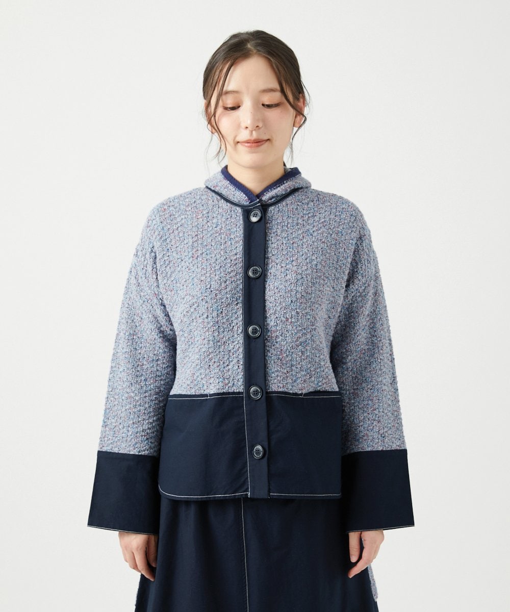 NGSEF12390 GIANNI LO GIUDICE(ジャンニ ロ ジュディチェ) 綿麻ニットジャケット ブルー