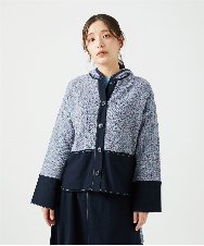 NGSEF12390 GIANNI LO GIUDICE(ジャンニ ロ ジュディチェ) 綿麻ニットジャケット ブルー