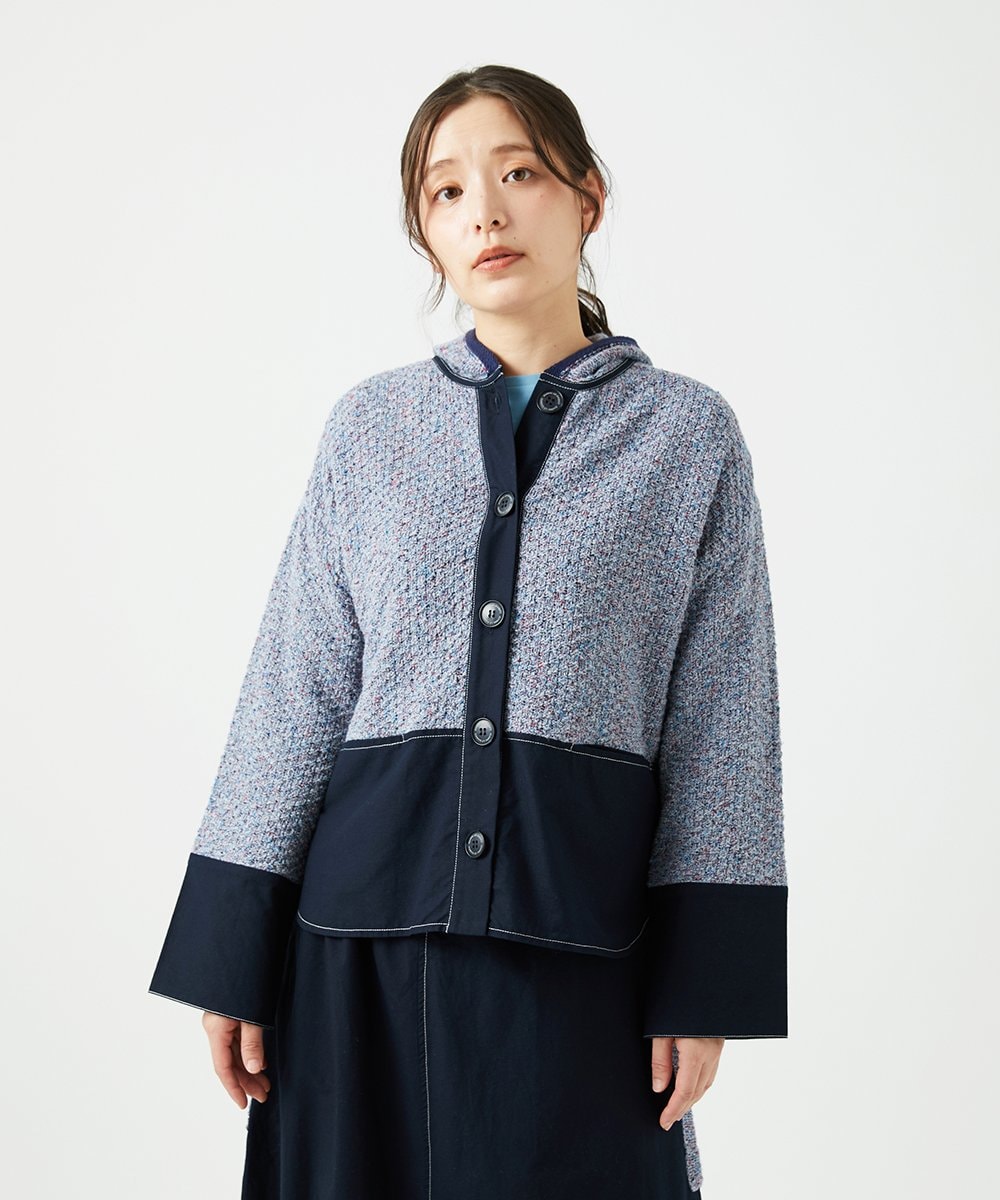 NGSEF12390 GIANNI LO GIUDICE(ジャンニ ロ ジュディチェ) 綿麻ニットジャケット ブルー