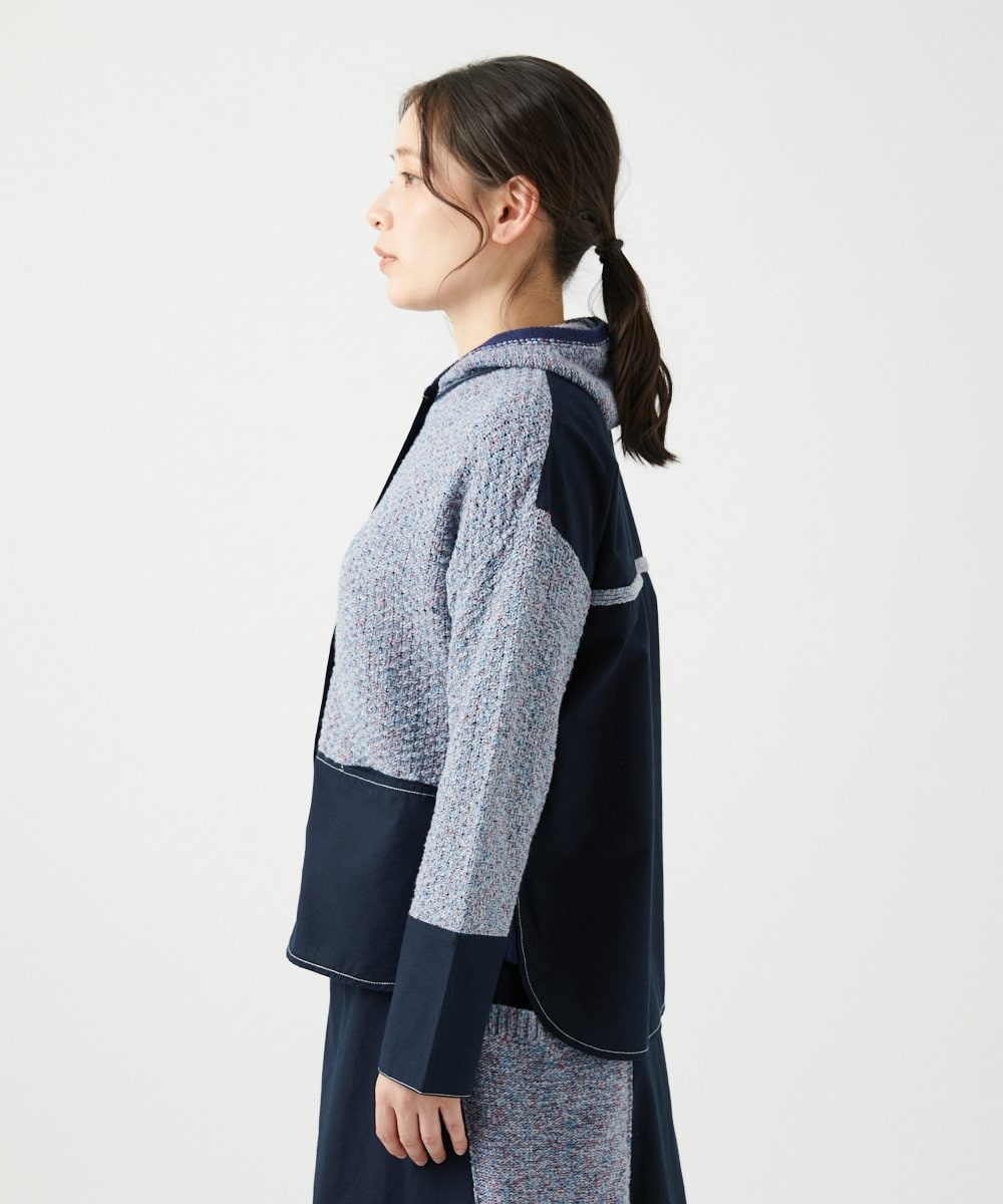 NGSEF12390 GIANNI LO GIUDICE(ジャンニ ロ ジュディチェ) 綿麻ニットジャケット ブルー