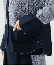 NGSEF12390 GIANNI LO GIUDICE(ジャンニ ロ ジュディチェ) 綿麻ニットジャケット ブルー