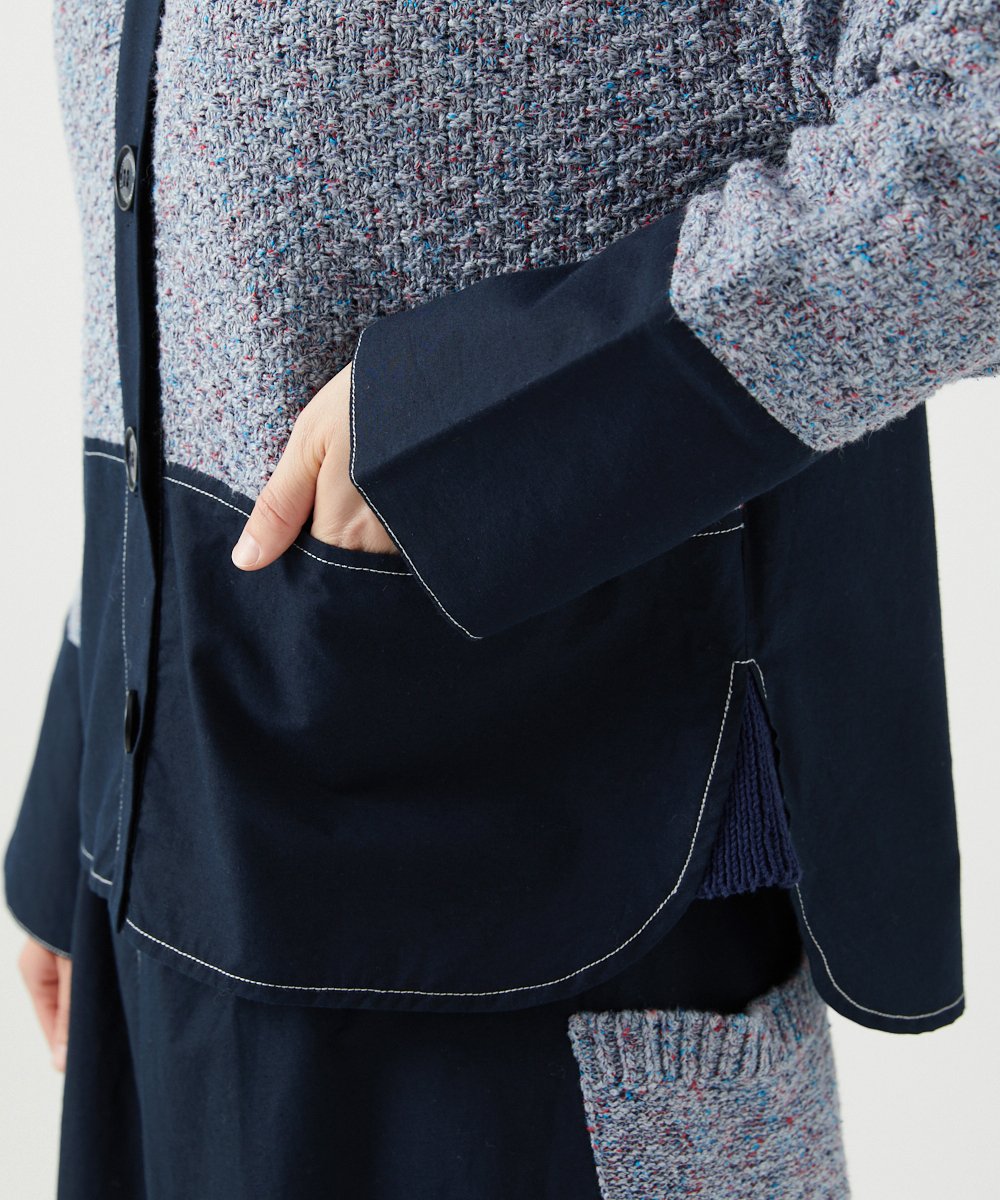 NGSEF12390 GIANNI LO GIUDICE(ジャンニ ロ ジュディチェ) 綿麻ニットジャケット ブルー