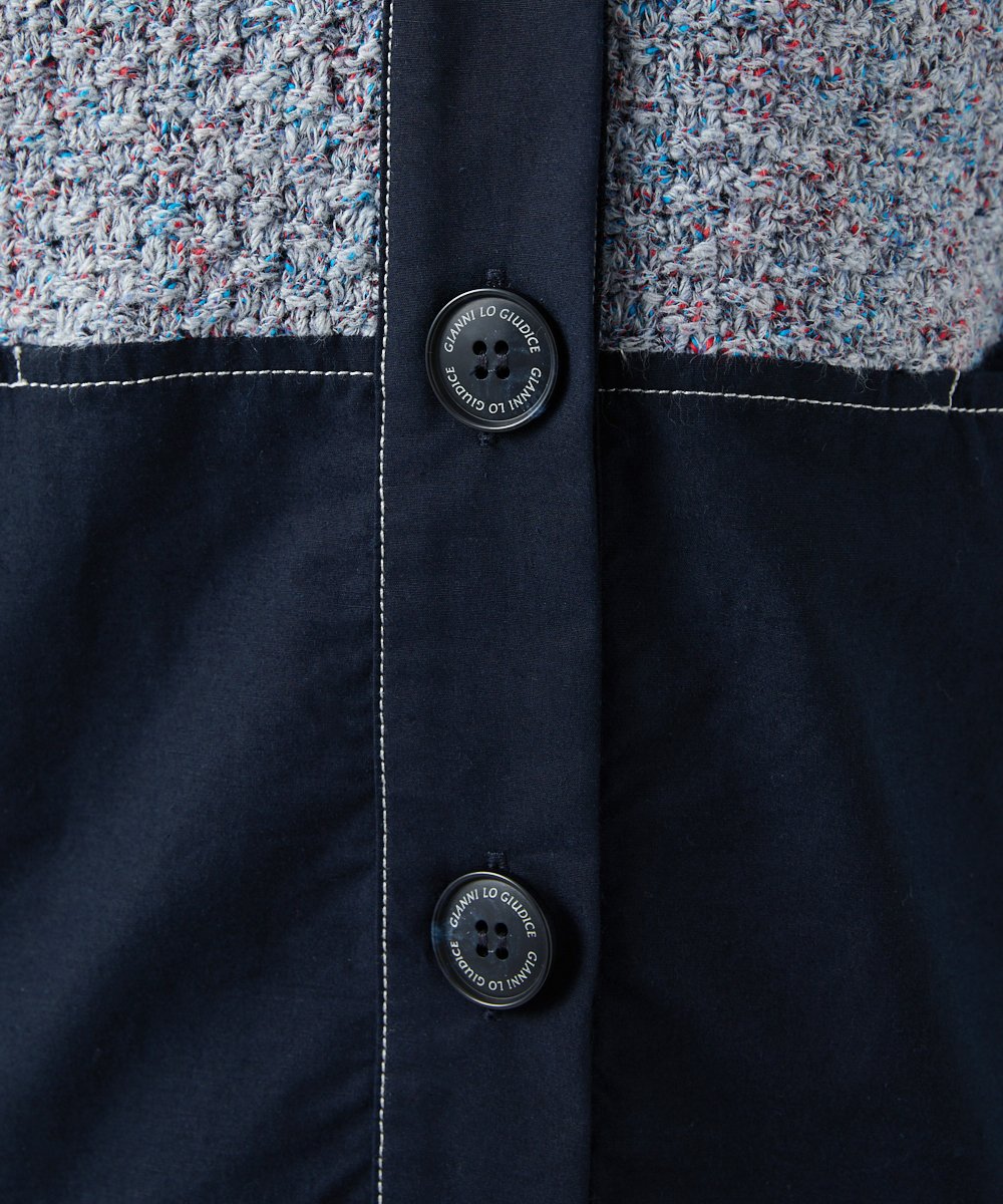 NGSEF12390 GIANNI LO GIUDICE(ジャンニ ロ ジュディチェ) 綿麻ニットジャケット ブルー