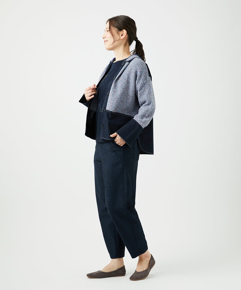 NGSEF12390 GIANNI LO GIUDICE(ジャンニ ロ ジュディチェ) 綿麻ニットジャケット ブルー