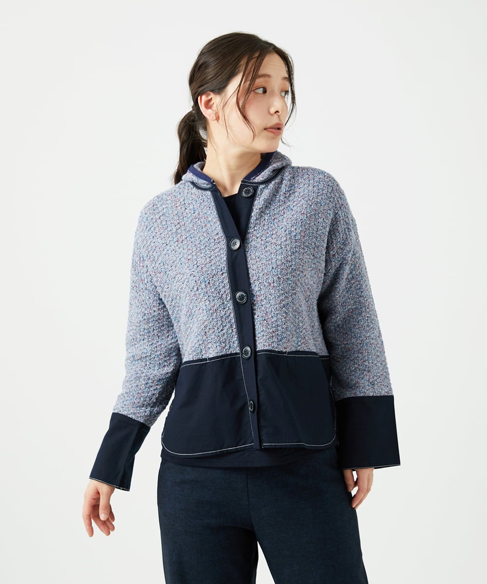 NGSEF12390 GIANNI LO GIUDICE(ジャンニ ロ ジュディチェ) 綿麻ニットジャケット ブルー