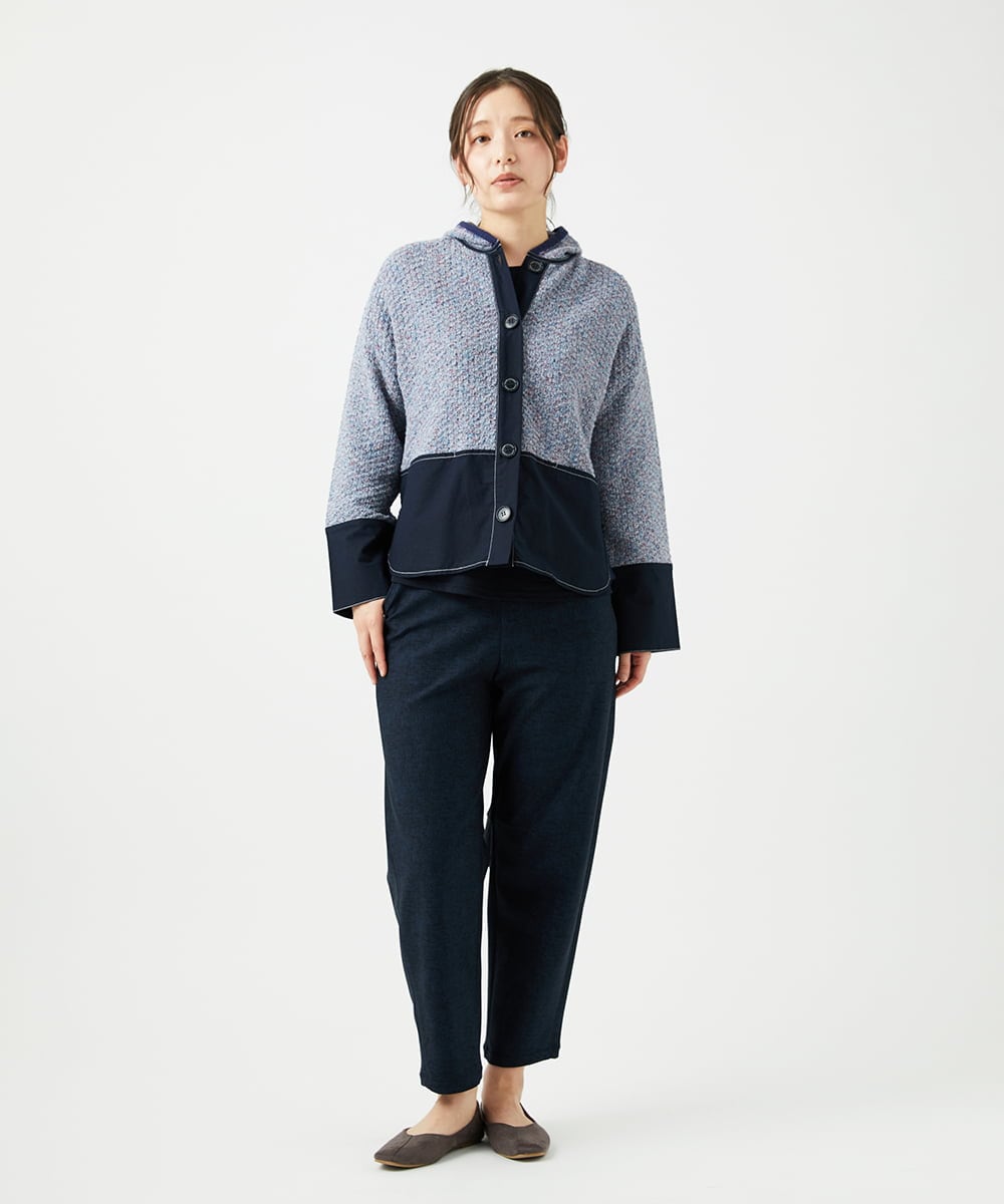 NGSEF12390 GIANNI LO GIUDICE(ジャンニ ロ ジュディチェ) 綿麻ニットジャケット ブルー