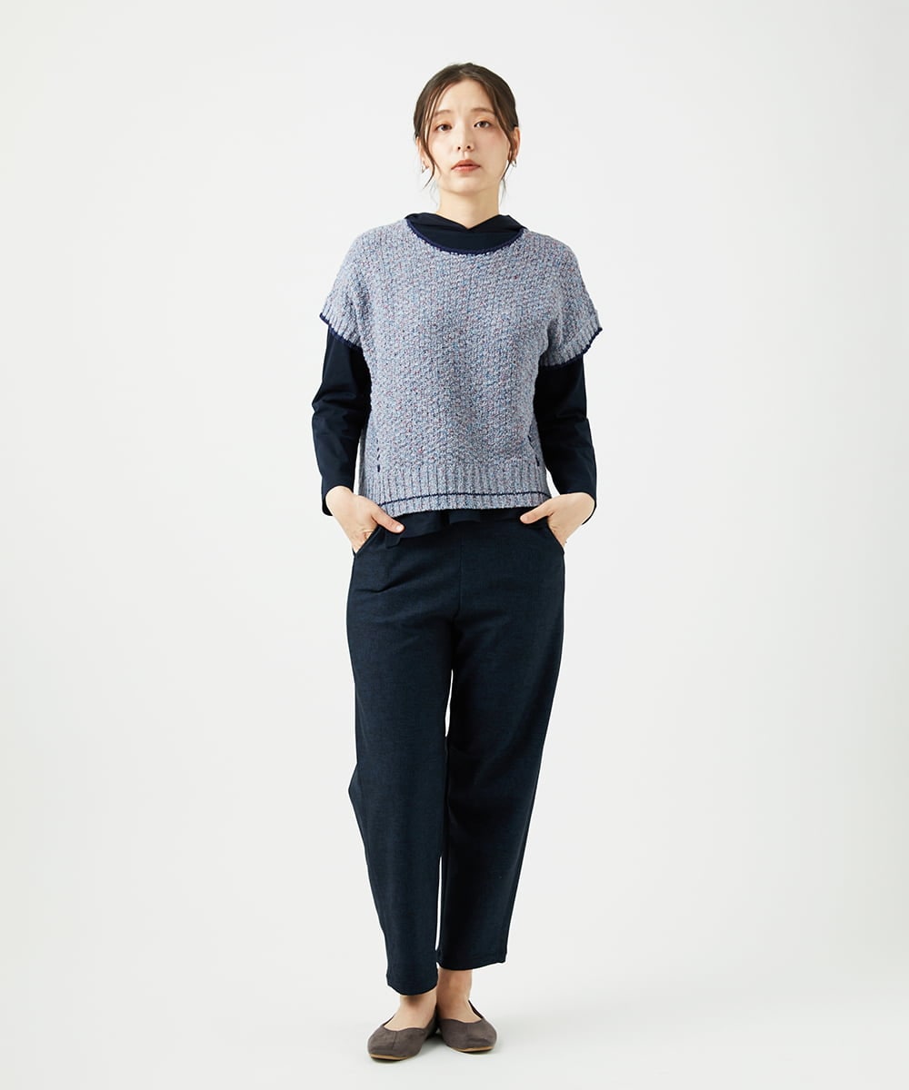 NGSEF12390 GIANNI LO GIUDICE(ジャンニ ロ ジュディチェ) 綿麻ニットジャケット ブルー