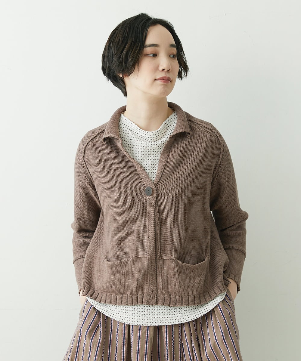 NGSET10300 GIANNI LO GIUDICE(ジャンニ ロ ジュディチェ) [洗える]綿ギマニットジャケット ブラウン