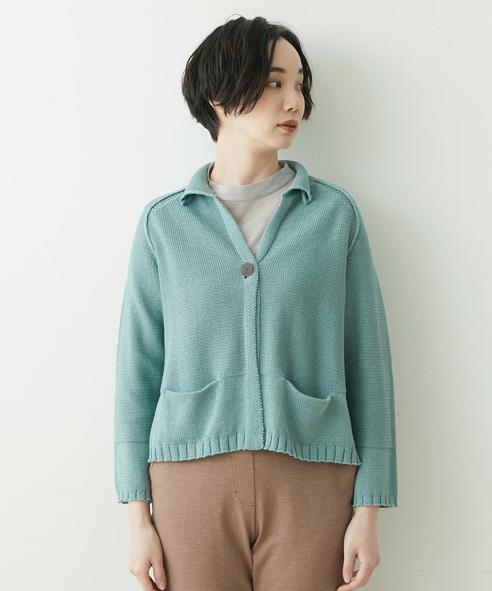 NGSET10300 GIANNI LO GIUDICE(ジャンニ ロ ジュディチェ) [洗える]綿ギマニットジャケット ライトグリーン