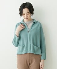 NGSET10300 GIANNI LO GIUDICE(ジャンニ ロ ジュディチェ) [洗える]綿ギマニットジャケット ライトグリーン