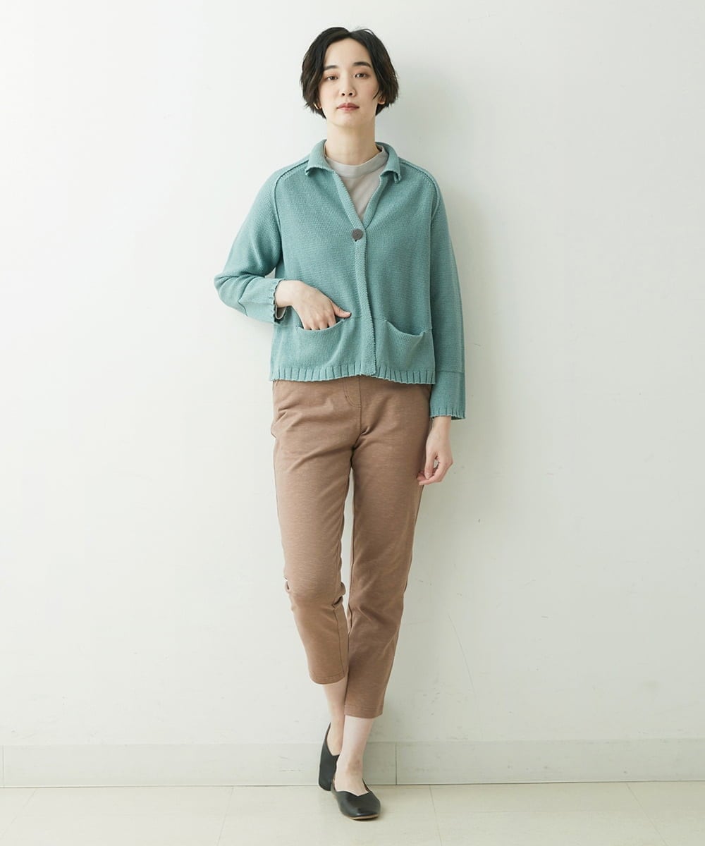 NGSET10300 GIANNI LO GIUDICE(ジャンニ ロ ジュディチェ) [洗える]綿ギマニットジャケット ライトグリーン