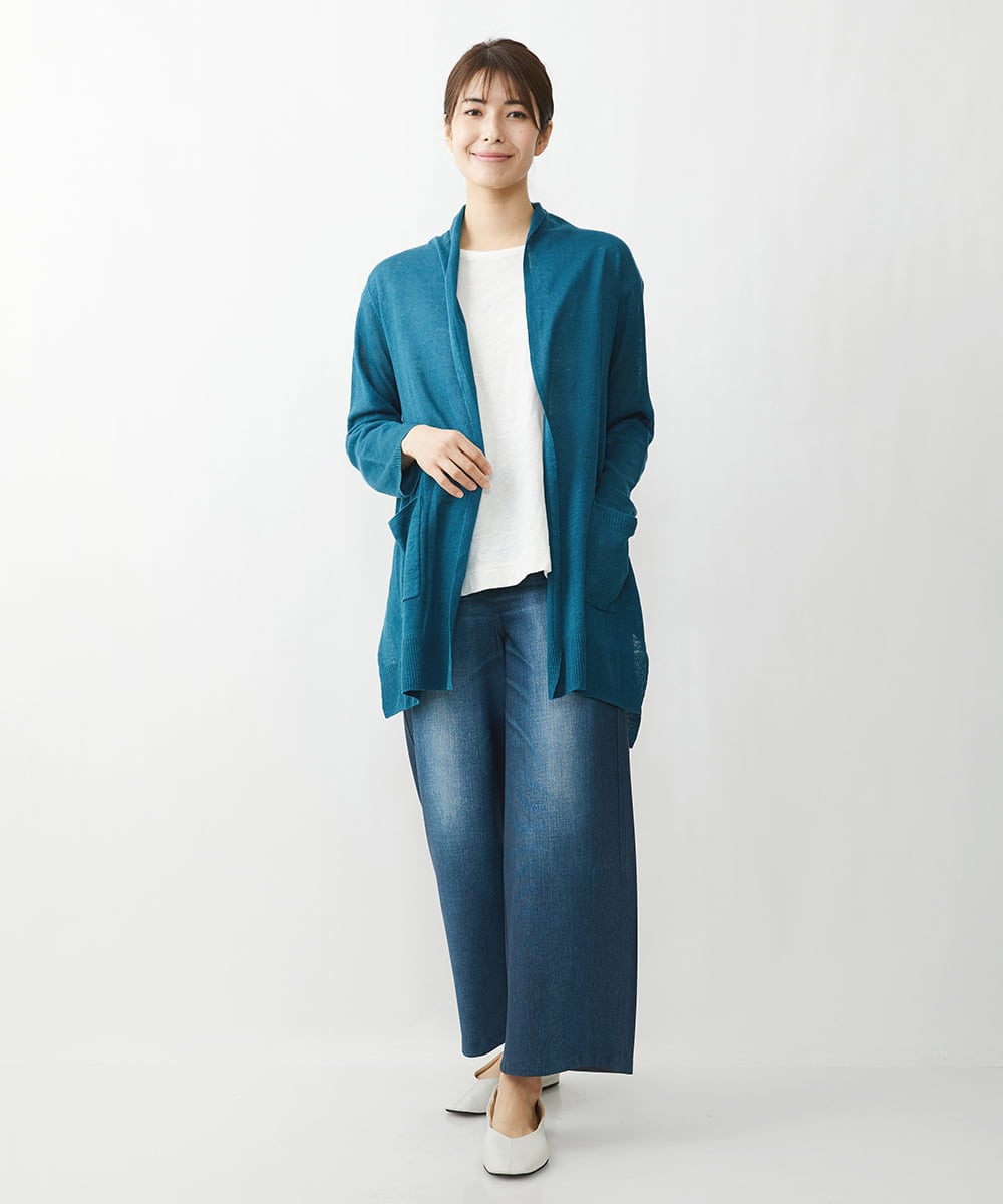 NGSET21270 GIANNI LO GIUDICE(ジャンニ ロ ジュディチェ) リネンテンジクロングニットカーディガン ライトブルー