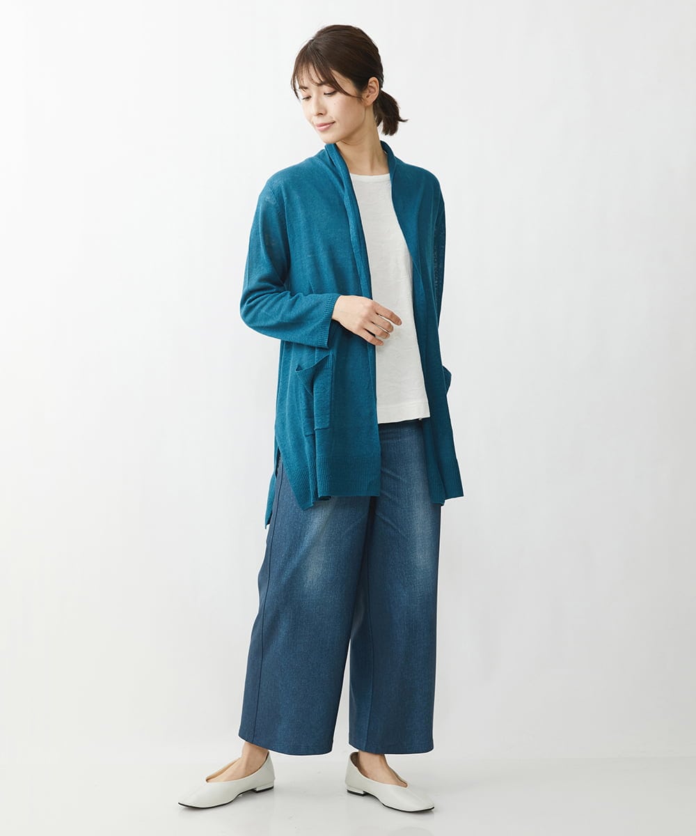 NGSET21270 GIANNI LO GIUDICE(ジャンニ ロ ジュディチェ) リネンテンジクロングニットカーディガン ライトブルー