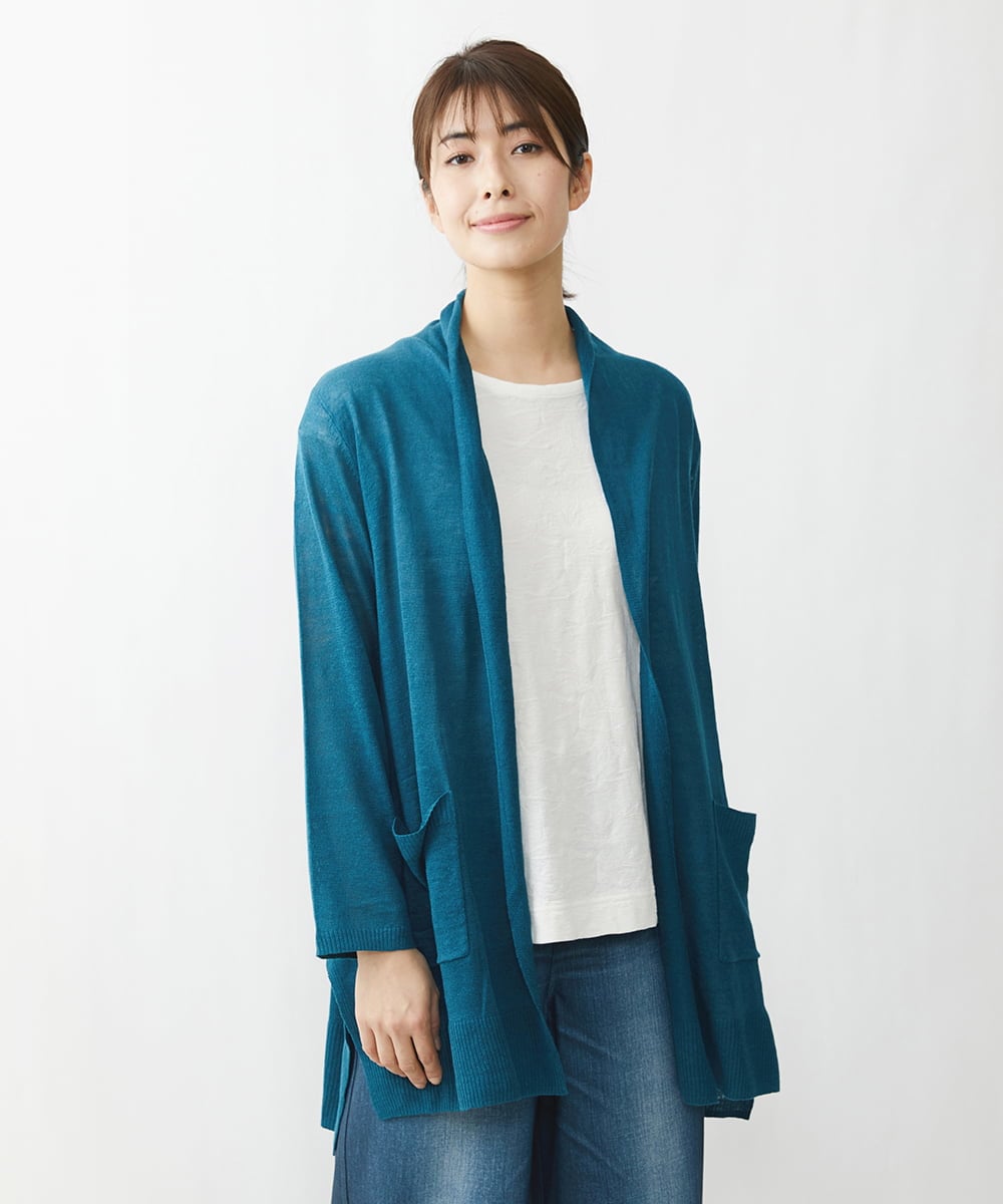NGSET21270 GIANNI LO GIUDICE(ジャンニ ロ ジュディチェ) リネンテンジクロングニットカーディガン ライトブルー