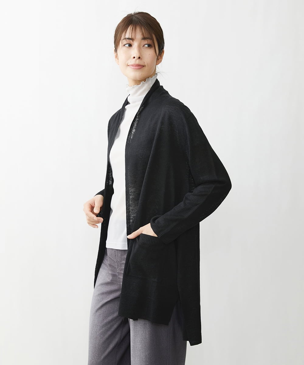 NGSET21270 GIANNI LO GIUDICE(ジャンニ ロ ジュディチェ) リネンテンジクロングニットカーディガン ブラック