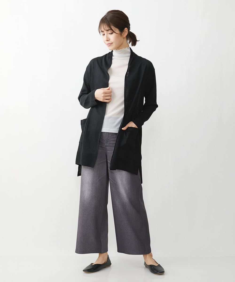 NGSET21270 GIANNI LO GIUDICE(ジャンニ ロ ジュディチェ) リネンテンジクロングニットカーディガン ブラック