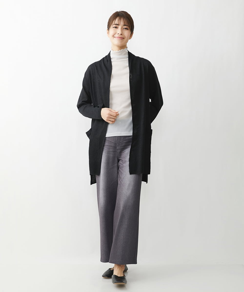 NGSET21270 GIANNI LO GIUDICE(ジャンニ ロ ジュディチェ) リネンテンジクロングニットカーディガン ブラック
