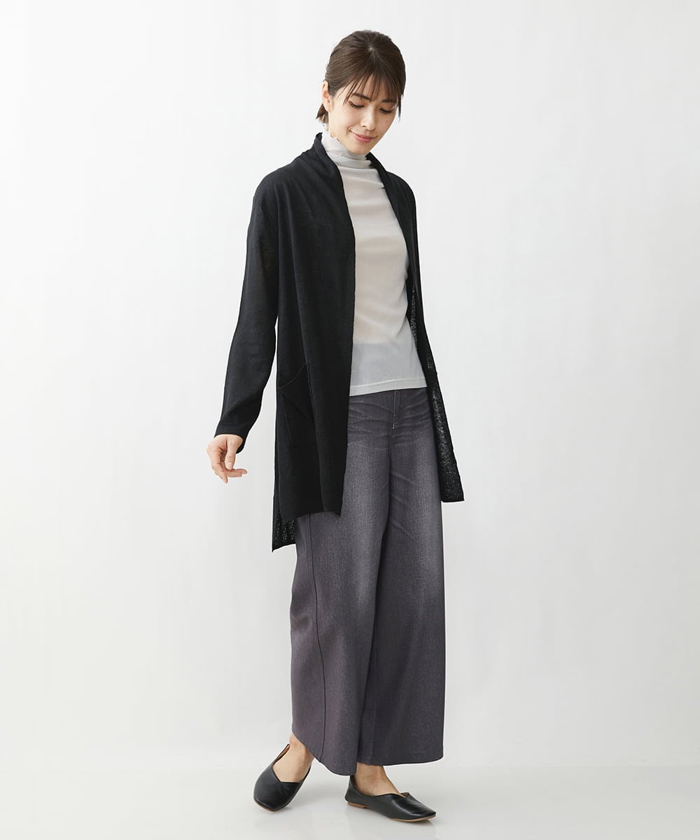 NGSET21270 GIANNI LO GIUDICE(ジャンニ ロ ジュディチェ) リネンテンジクロングニットカーディガン ブラック