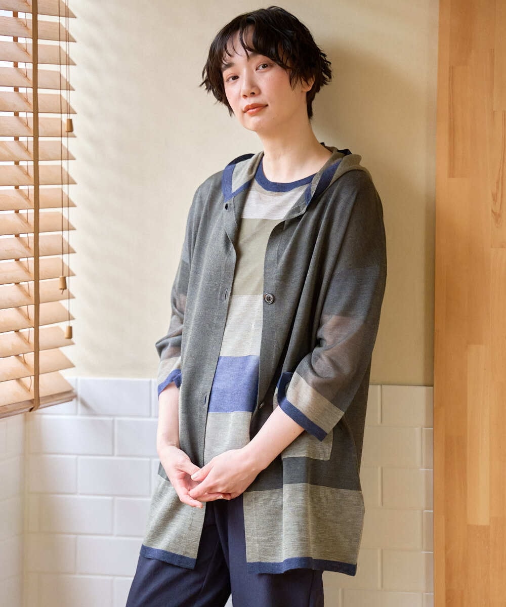 NGSGE50330 GIANNI LO GIUDICE(ジャンニ ロ ジュディチェ) [洗える]LEVITAロングカーディガン ネイビー