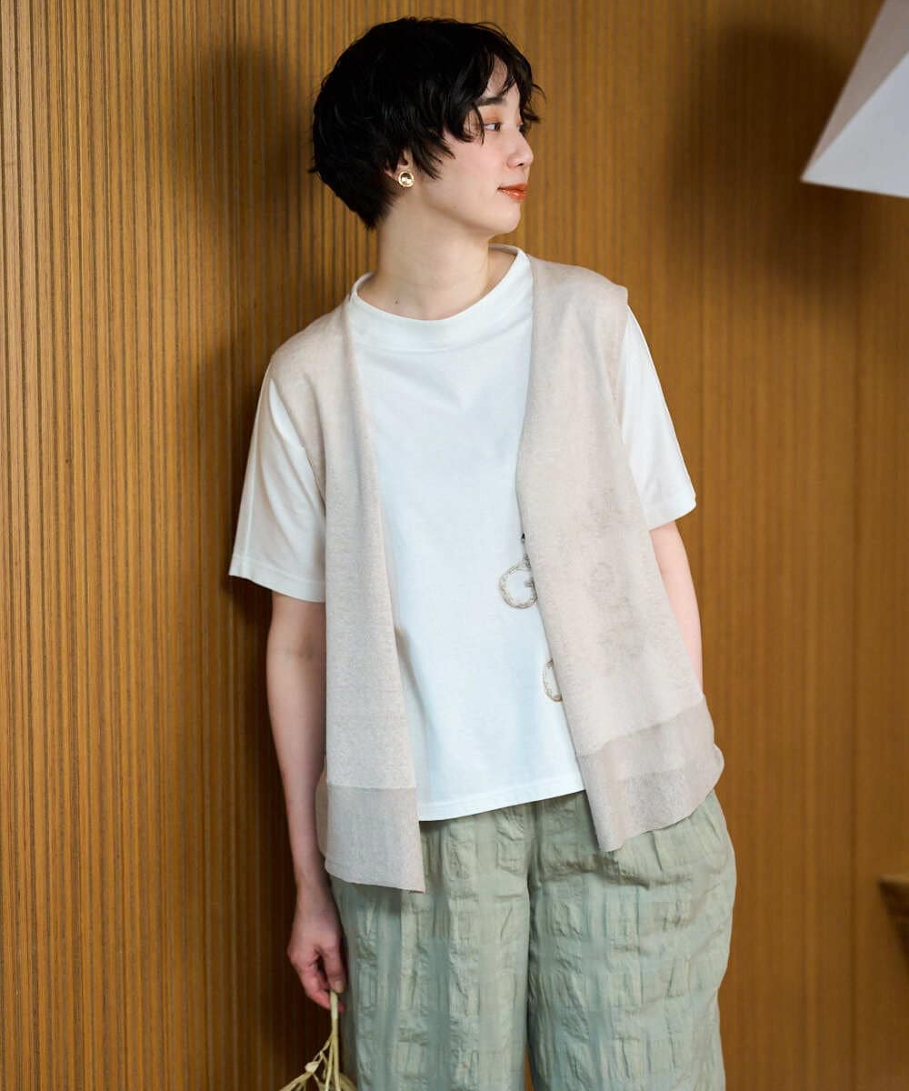 NGSGE55230 GIANNI LO GIUDICE(ジャンニ ロ ジュディチェ) [洗える]麻ナイロンジレ　 ベージュ
