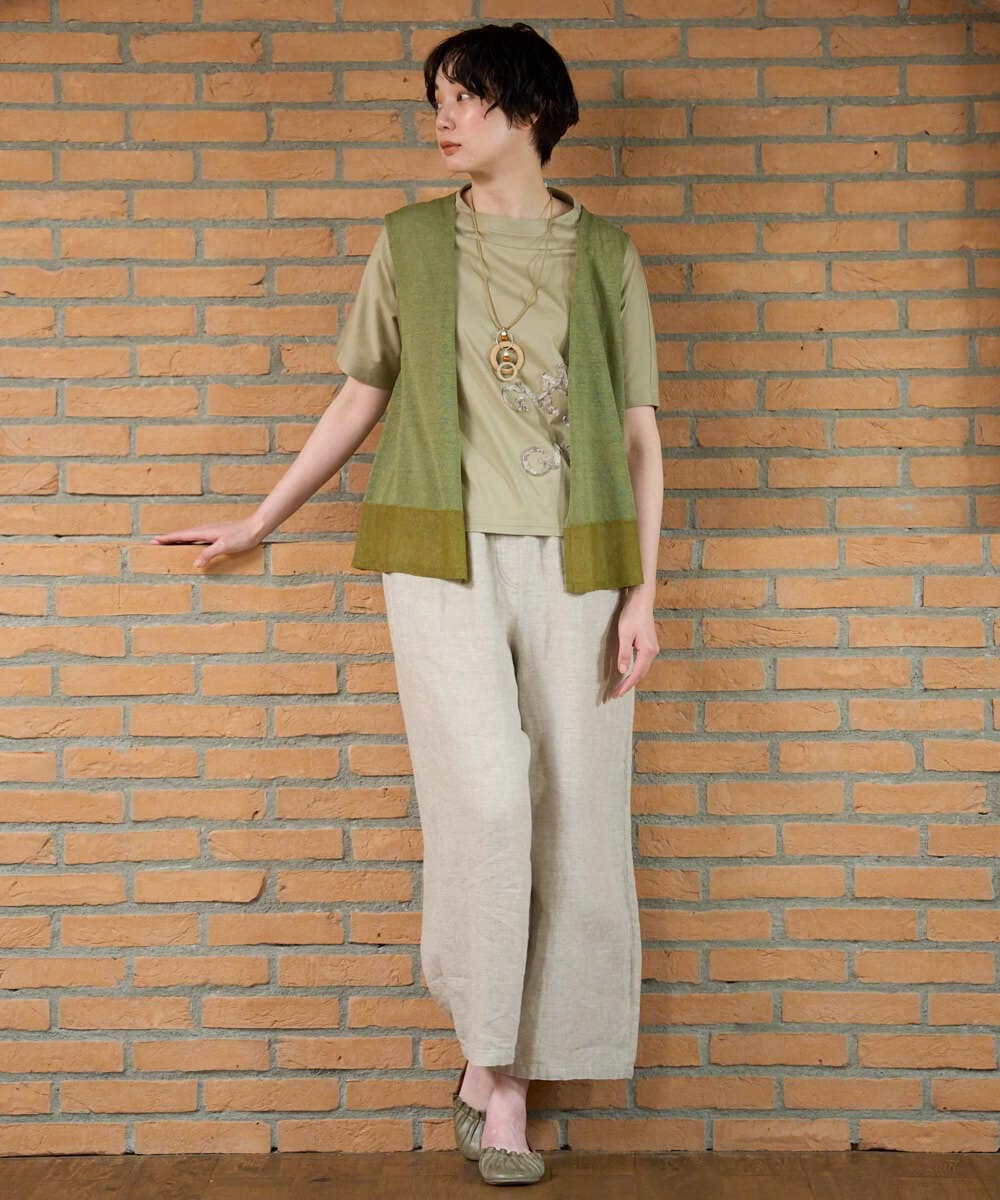 NGSGE55230 GIANNI LO GIUDICE(ジャンニ ロ ジュディチェ) [洗える]麻ナイロンジレ　 ベージュ