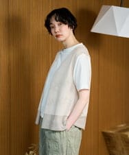 NGSGE55230 GIANNI LO GIUDICE(ジャンニ ロ ジュディチェ) [洗える]麻ナイロンジレ　 ベージュ