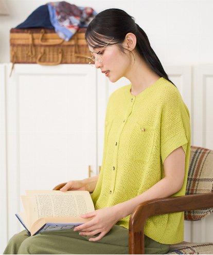 NGSGF41230  ペーパーヤーン鹿の子ニットベスト