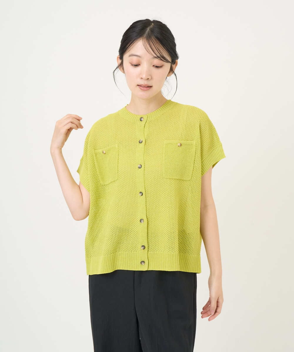 NGSGF41230 GIANNI LO GIUDICE(ジャンニ ロ ジュディチェ) ペーパーヤーン鹿の子ニットベスト イエロー