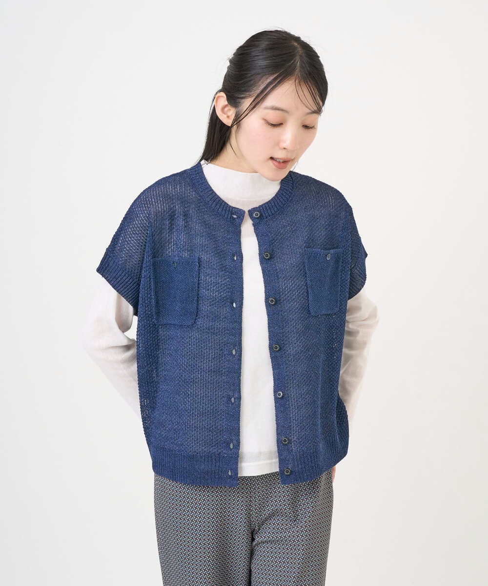 NGSGF41230 GIANNI LO GIUDICE(ジャンニ ロ ジュディチェ) ペーパーヤーン鹿の子ニットベスト イエロー