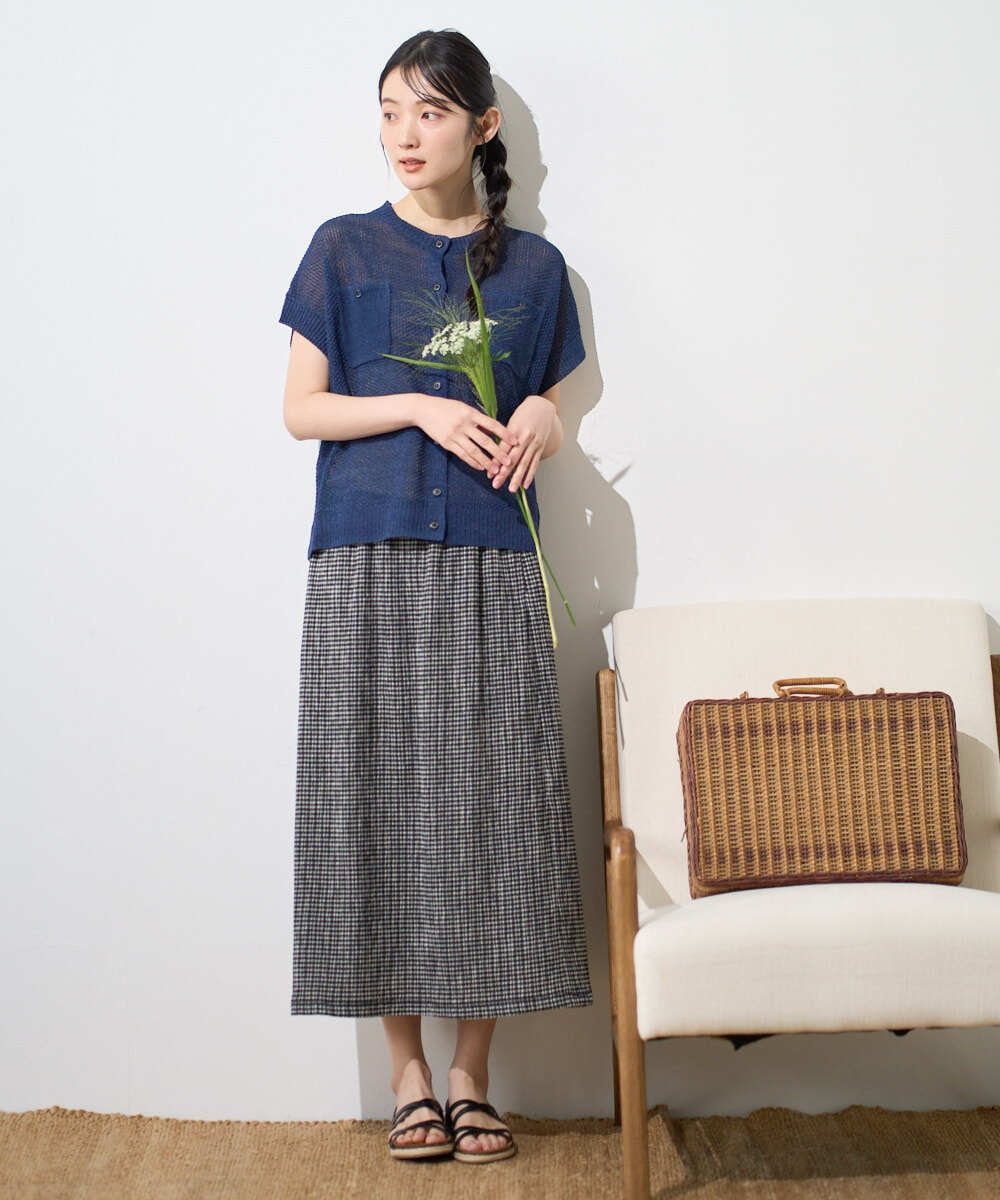 NGSGF41230 GIANNI LO GIUDICE(ジャンニ ロ ジュディチェ) ペーパーヤーン鹿の子ニットベスト イエロー