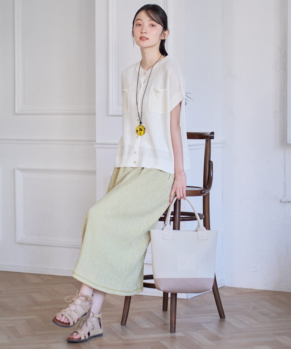 NGSGF41230 GIANNI LO GIUDICE(ジャンニ ロ ジュディチェ) ペーパーヤーン鹿の子ニットベスト イエロー