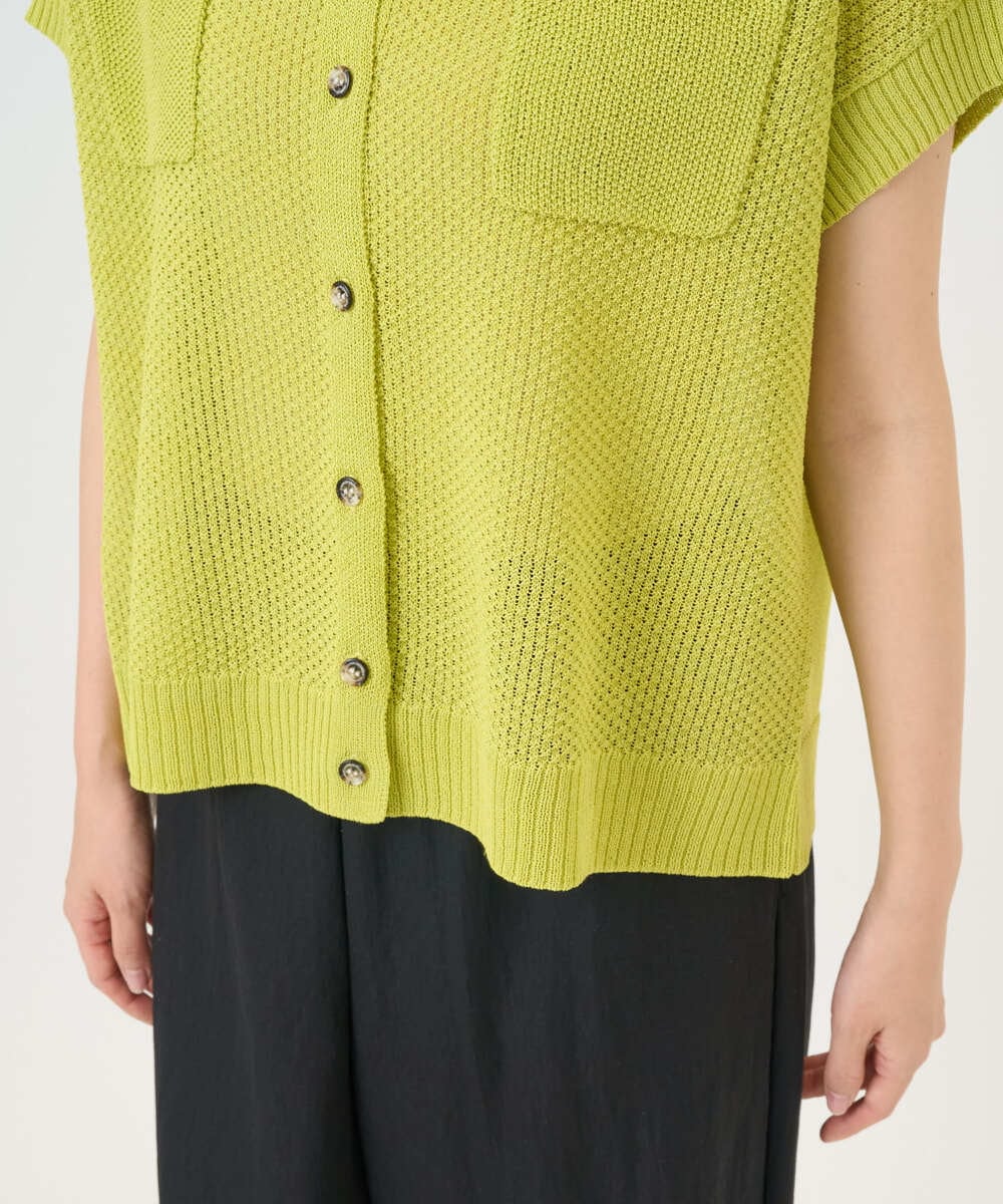 NGSGF41230 GIANNI LO GIUDICE(ジャンニ ロ ジュディチェ) ペーパーヤーン鹿の子ニットベスト イエロー