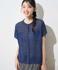 NGSGF41230 GIANNI LO GIUDICE(ジャンニ ロ ジュディチェ) ペーパーヤーン鹿の子ニットベスト ネイビー