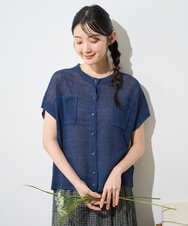 NGSGF41230 GIANNI LO GIUDICE(ジャンニ ロ ジュディチェ) ペーパーヤーン鹿の子ニットベスト ネイビー