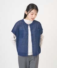 NGSGF41230 GIANNI LO GIUDICE(ジャンニ ロ ジュディチェ) ペーパーヤーン鹿の子ニットベスト ネイビー