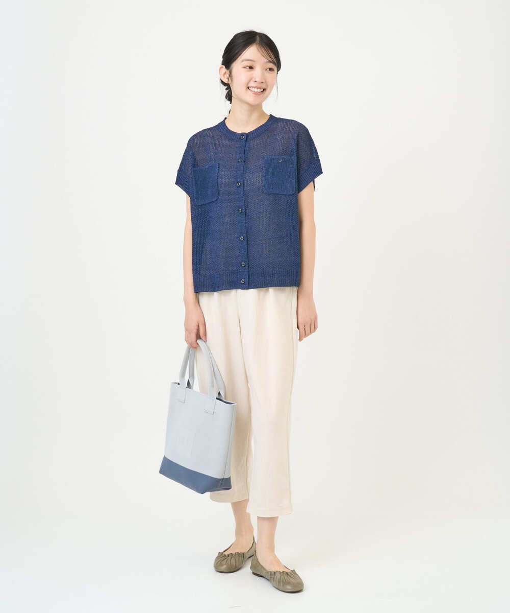 NGSGF41230 GIANNI LO GIUDICE(ジャンニ ロ ジュディチェ) ペーパーヤーン鹿の子ニットベスト ネイビー