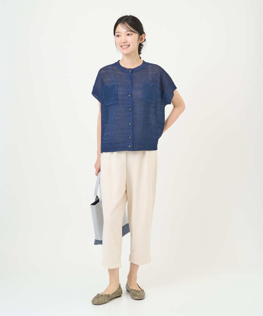 NGSGF41230 GIANNI LO GIUDICE(ジャンニ ロ ジュディチェ) ペーパーヤーン鹿の子ニットベスト ネイビー