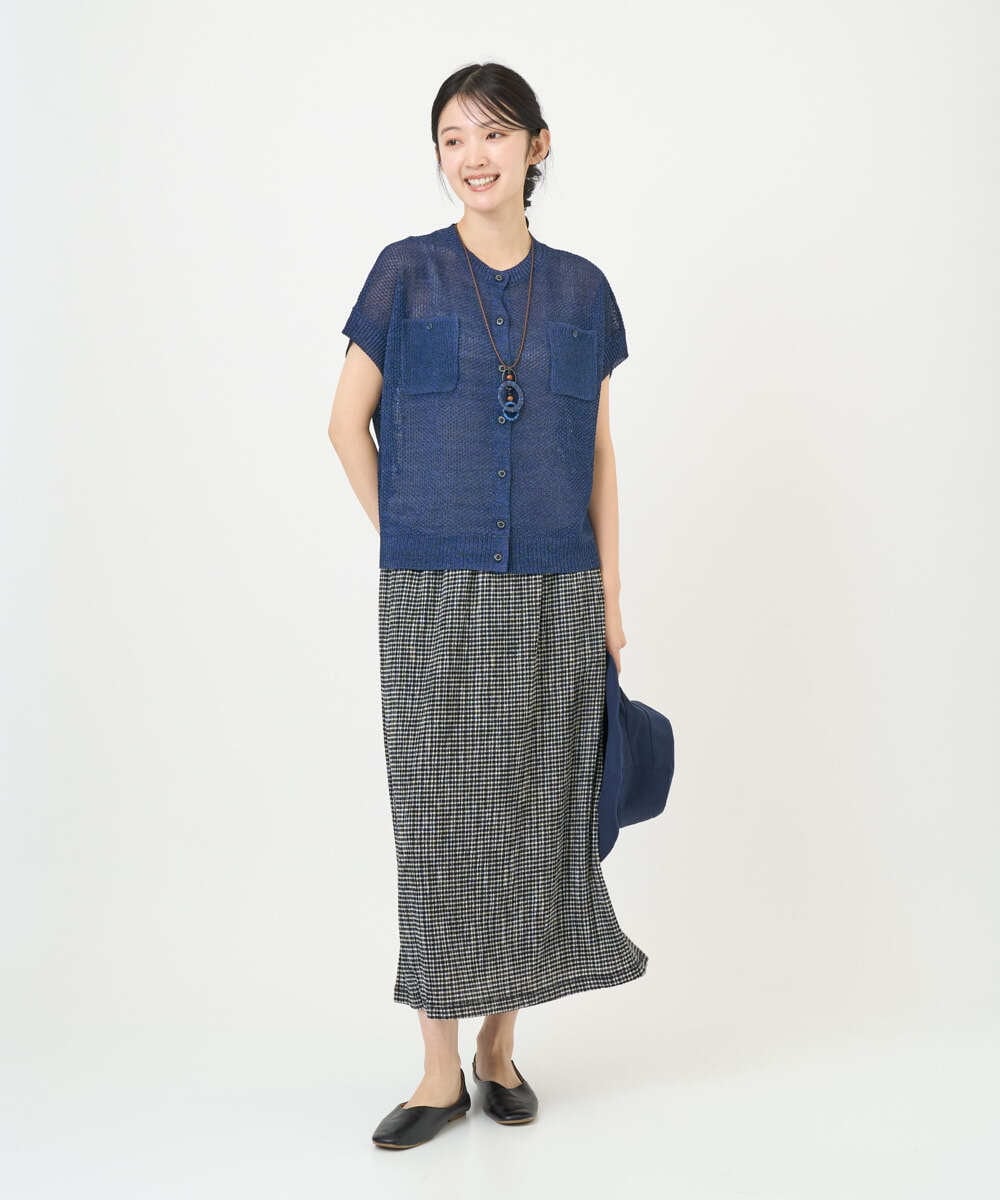 NGSGF41230 GIANNI LO GIUDICE(ジャンニ ロ ジュディチェ) ペーパーヤーン鹿の子ニットベスト ネイビー