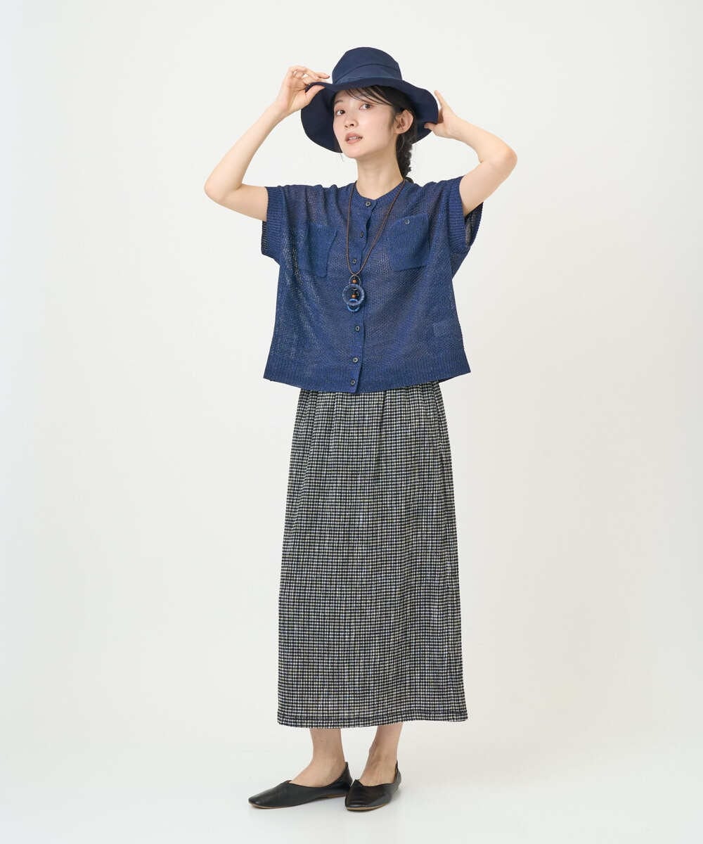 NGSGF41230 GIANNI LO GIUDICE(ジャンニ ロ ジュディチェ) ペーパーヤーン鹿の子ニットベスト ネイビー